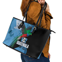 Guatemala Independence Day Leather Tote Bag 502 Mi Tierra Resplendent Quetzal - Wonder Print Shop