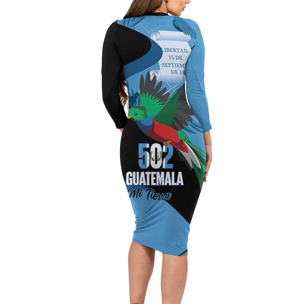 Guatemala Independence Day Long Sleeve Bodycon Dress 502 Mi Tierra Resplendent Quetzal - Wonder Print Shop