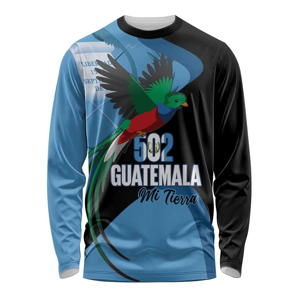 Guatemala Independence Day Long Sleeve Shirt 502 Mi Tierra Resplendent Quetzal - Wonder Print Shop