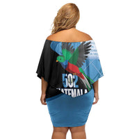 Guatemala Independence Day Off Shoulder Short Dress 502 Mi Tierra Resplendent Quetzal - Wonder Print Shop