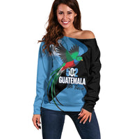 Guatemala Independence Day Off Shoulder Sweater 502 Mi Tierra Resplendent Quetzal - Wonder Print Shop