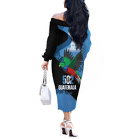 Guatemala Independence Day Off The Shoulder Long Sleeve Dress 502 Mi Tierra Resplendent Quetzal - Wonder Print Shop
