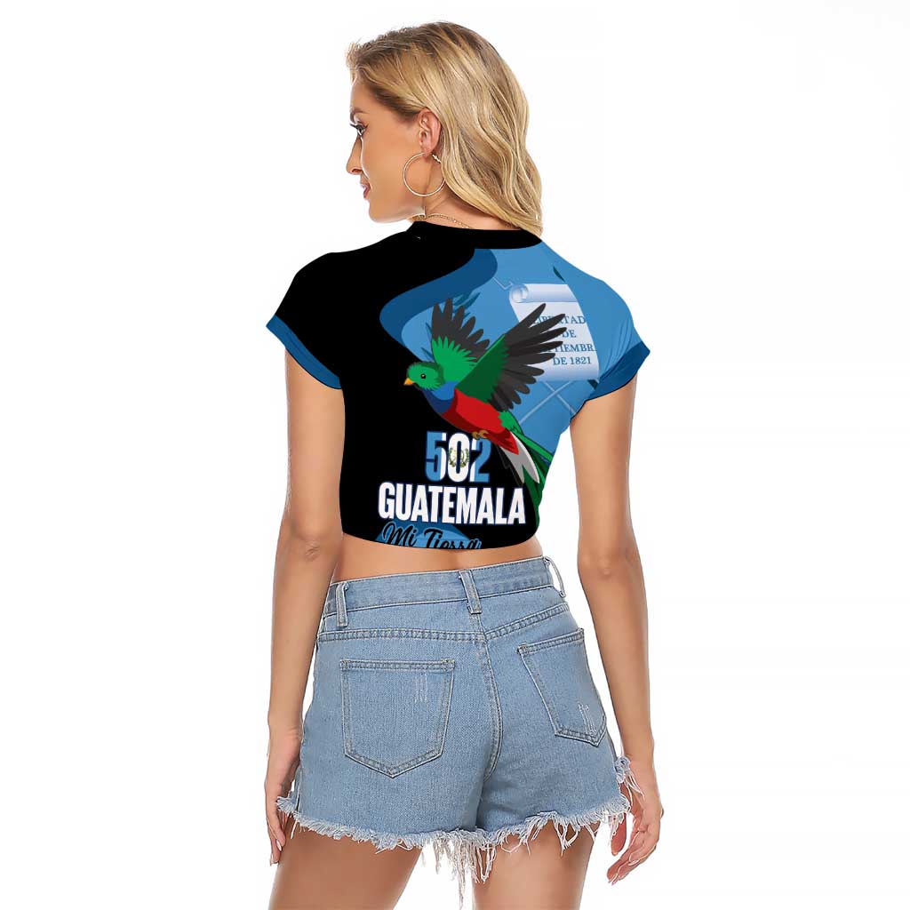 Guatemala Independence Day Raglan Cropped T Shirt 502 Mi Tierra Resplendent Quetzal - Wonder Print Shop