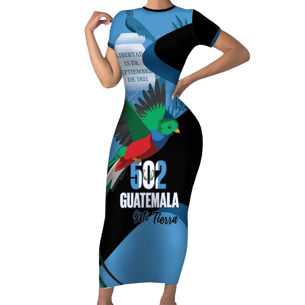 Guatemala Independence Day Short Sleeve Bodycon Dress 502 Mi Tierra Resplendent Quetzal - Wonder Print Shop
