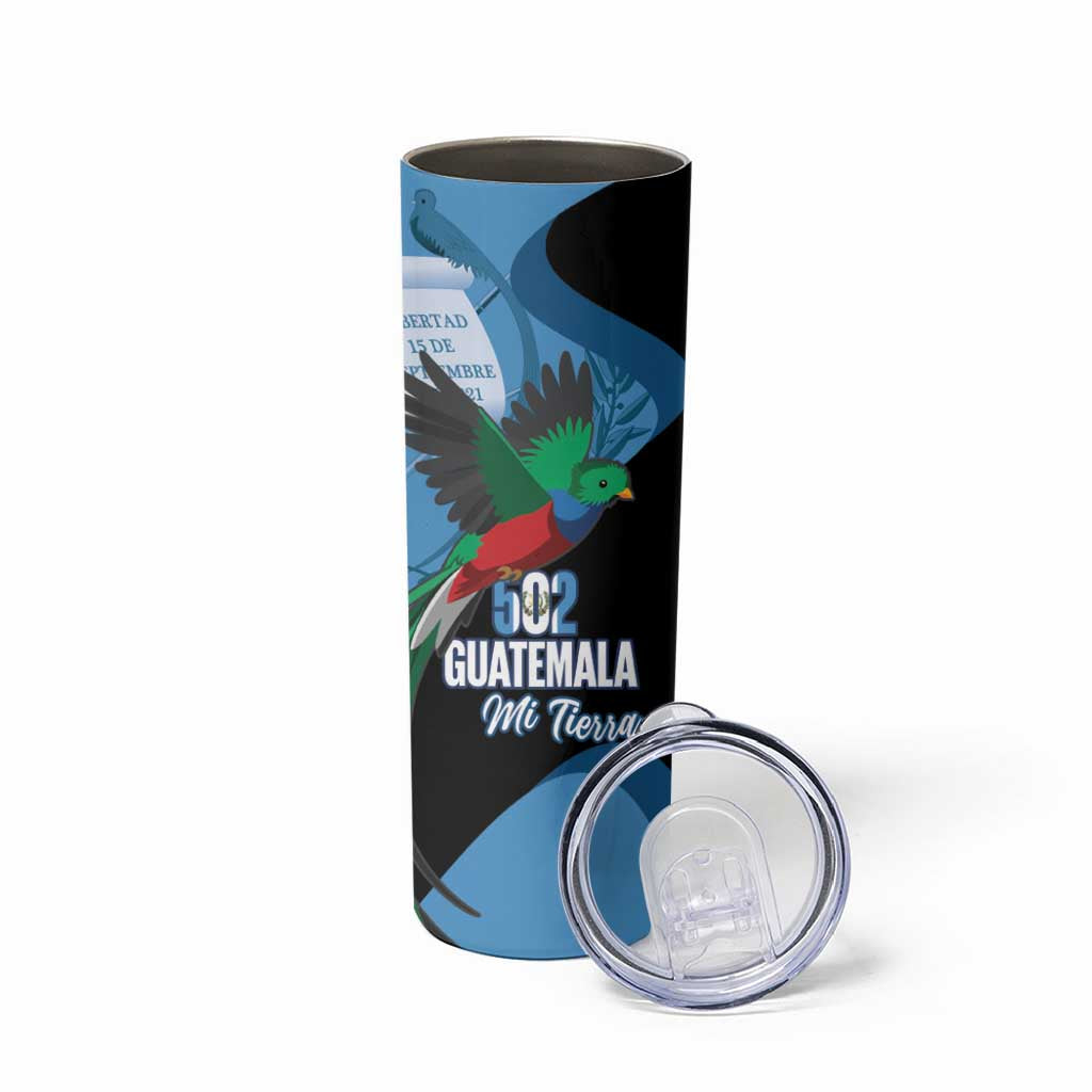 Guatemala Independence Day Skinny Tumbler 502 Mi Tierra Resplendent Quetzal - Wonder Print Shop