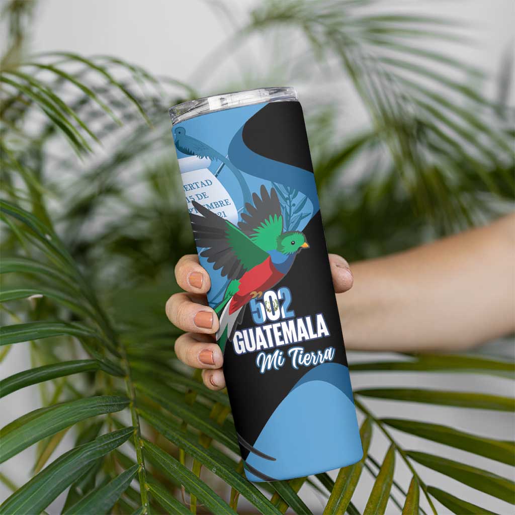 Guatemala Independence Day Skinny Tumbler 502 Mi Tierra Resplendent Quetzal - Wonder Print Shop