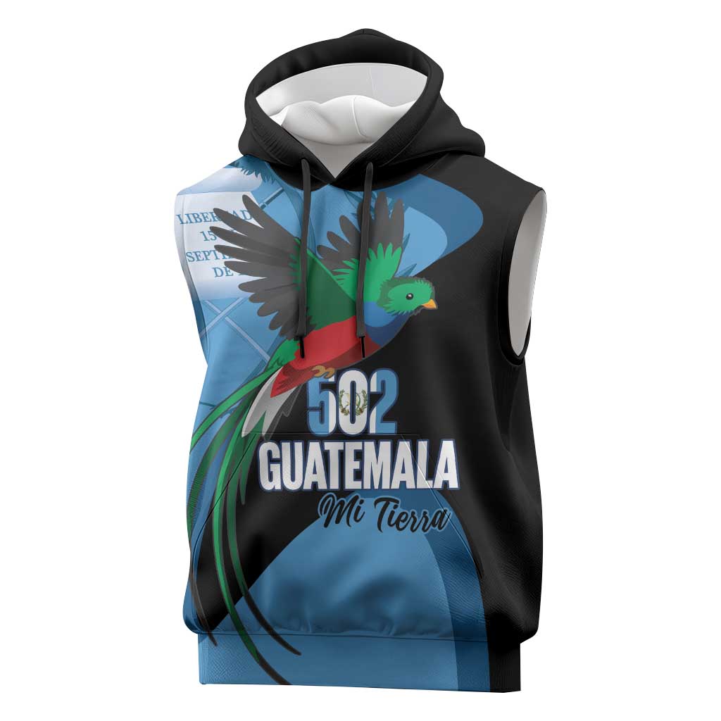 Guatemala Independence Day Sleeveless Hoodie 502 Mi Tierra Resplendent Quetzal - Wonder Print Shop
