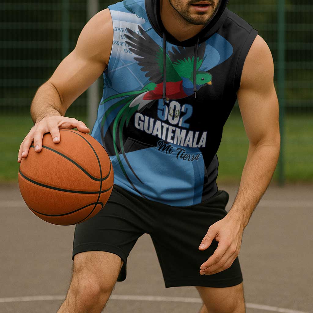 Guatemala Independence Day Sleeveless Hoodie 502 Mi Tierra Resplendent Quetzal - Wonder Print Shop