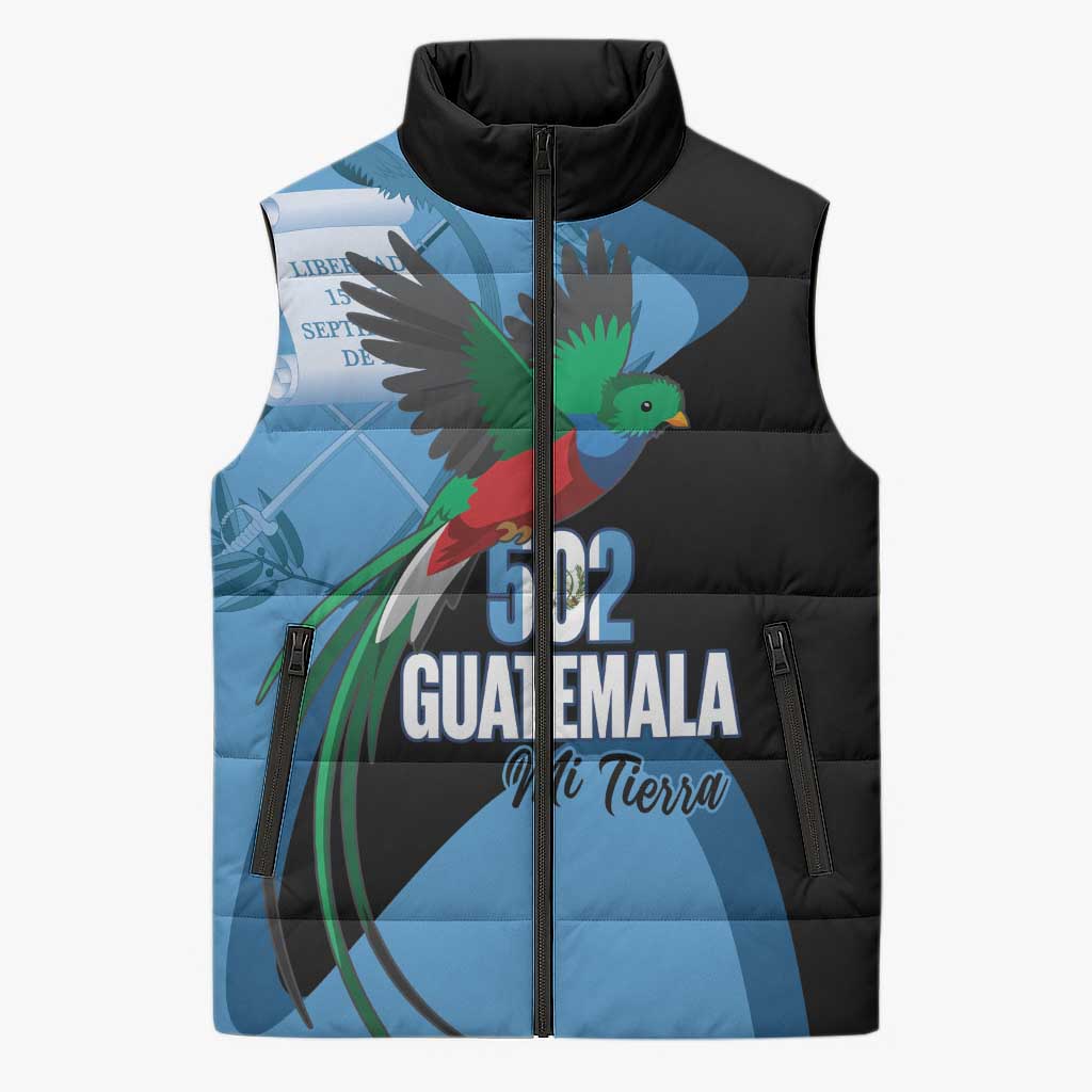 Guatemala Independence Day Sleeveless Puffer Jacket 502 Mi Tierra Resplendent Quetzal - Wonder Print Shop
