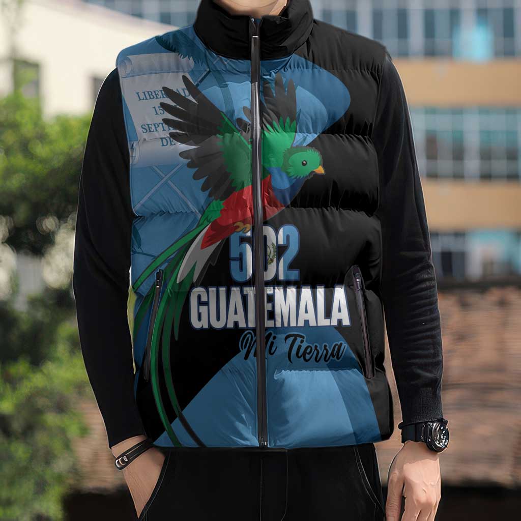 Guatemala Independence Day Sleeveless Puffer Jacket 502 Mi Tierra Resplendent Quetzal - Wonder Print Shop