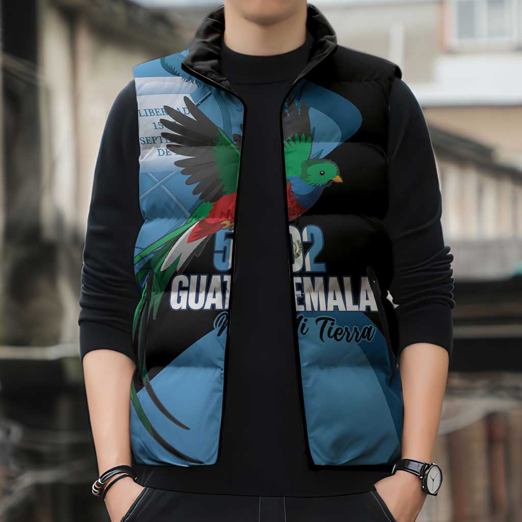 Guatemala Independence Day Sleeveless Puffer Jacket 502 Mi Tierra Resplendent Quetzal - Wonder Print Shop