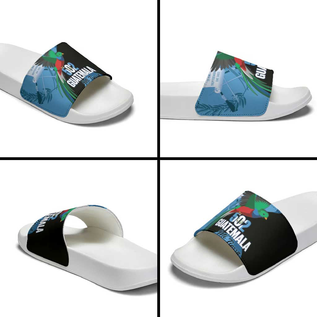 Guatemala Independence Day Slide Sandals 502 Mi Tierra Resplendent Quetzal - Wonder Print Shop