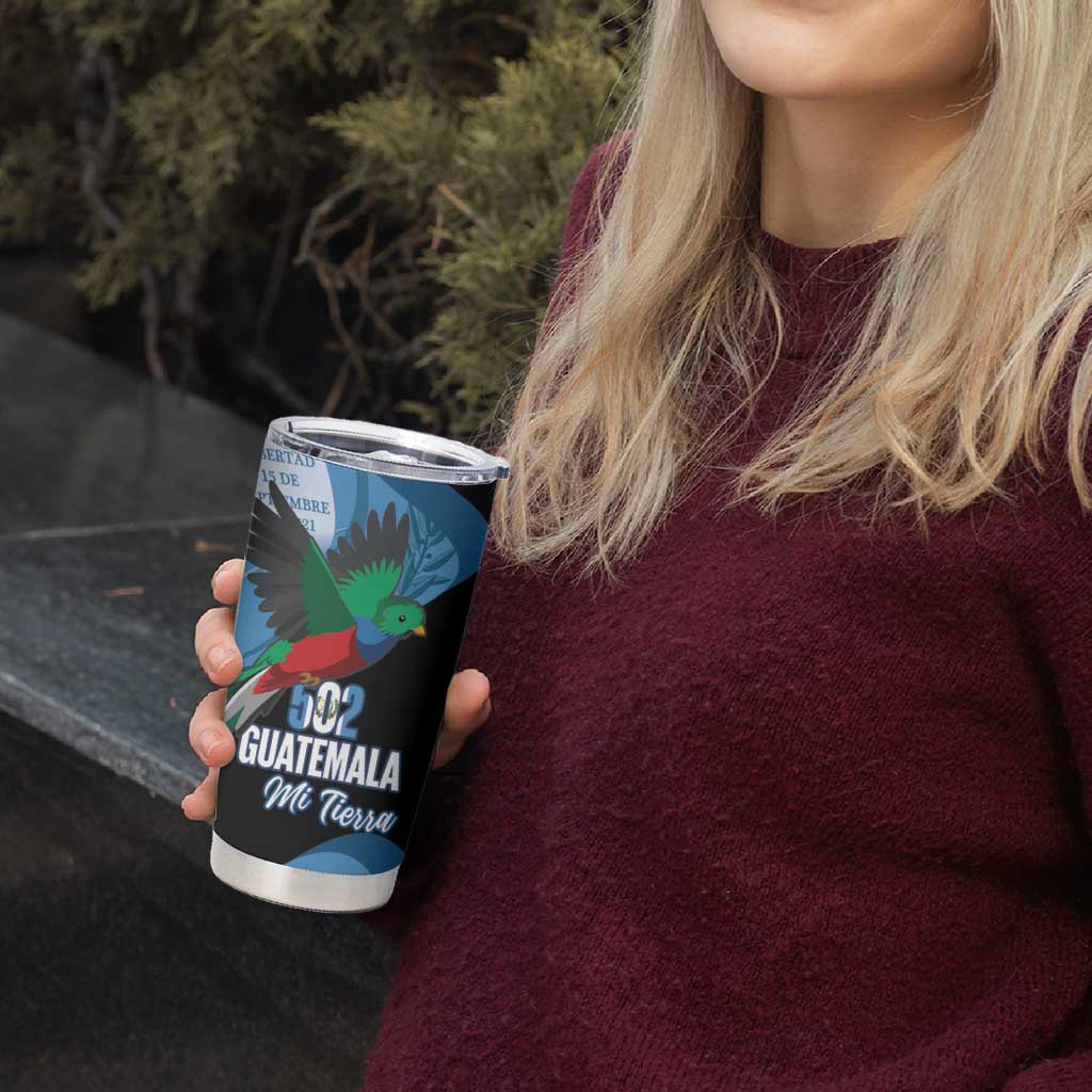 Guatemala Independence Day Tumbler Cup 502 Mi Tierra Resplendent Quetzal - Wonder Print Shop