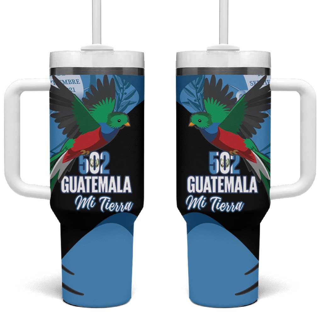 Guatemala Independence Day Tumbler With Handle 502 Mi Tierra Resplendent Quetzal - Wonder Print Shop