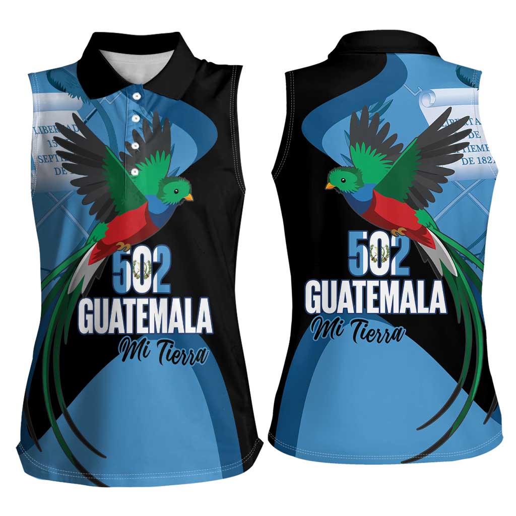 Guatemala Independence Day Women Sleeveless Polo Shirt 502 Mi Tierra Resplendent Quetzal - Wonder Print Shop