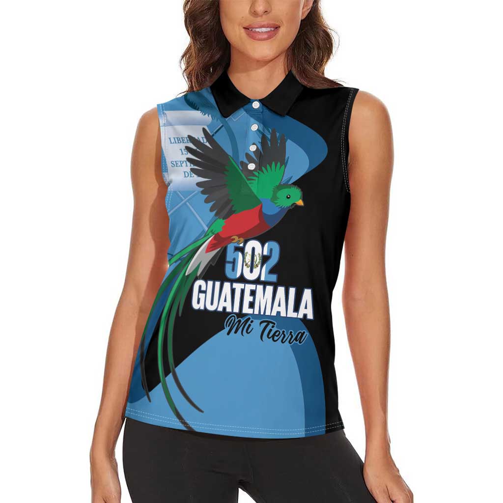 Guatemala Independence Day Women Sleeveless Polo Shirt 502 Mi Tierra Resplendent Quetzal - Wonder Print Shop