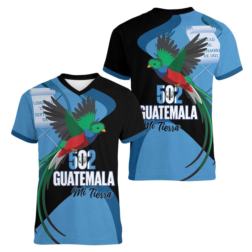Guatemala Independence Day Women V-Neck T-Shirt 502 Mi Tierra Resplendent Quetzal - Wonder Print Shop