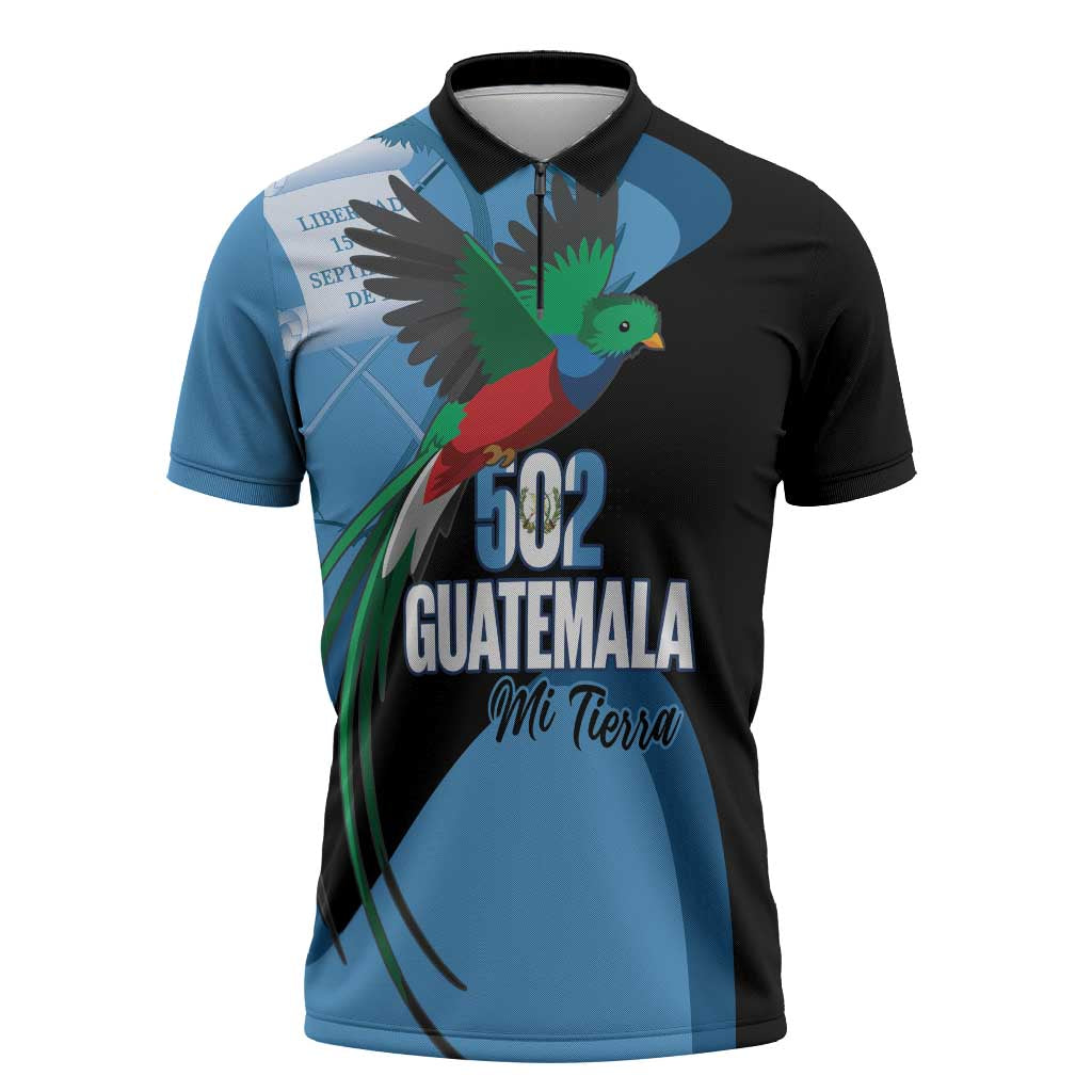 Guatemala Independence Day Zipper Polo Shirt 502 Mi Tierra Resplendent Quetzal - Wonder Print Shop