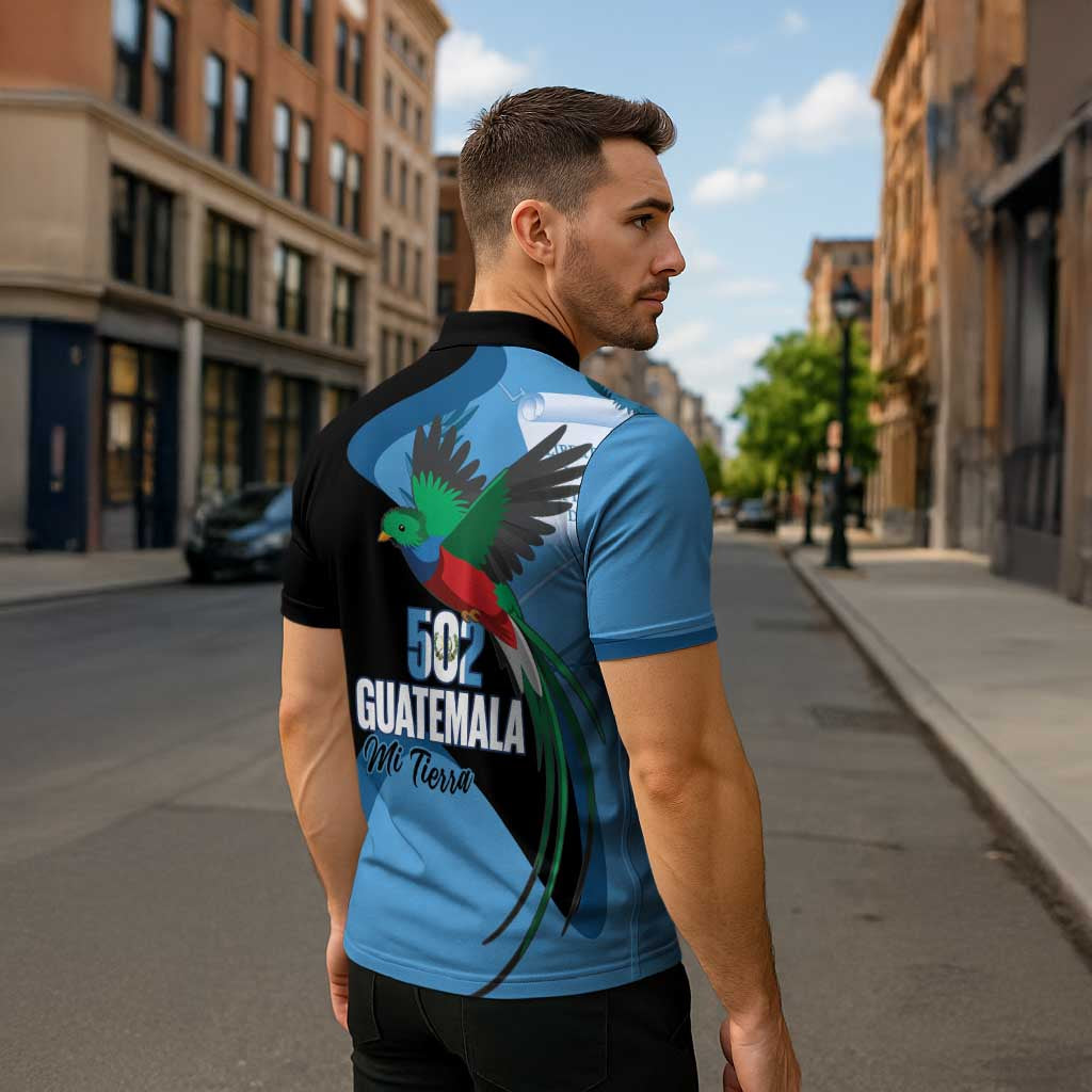 Guatemala Independence Day Zipper Polo Shirt 502 Mi Tierra Resplendent Quetzal - Wonder Print Shop