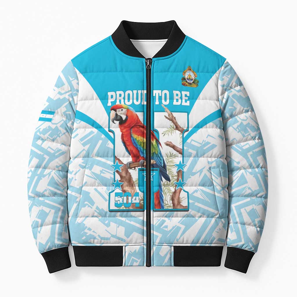 Honduras Independence Day Bomber Puffer Jacket 504 Proud Scarlet Macaw - Wonder Print Shop