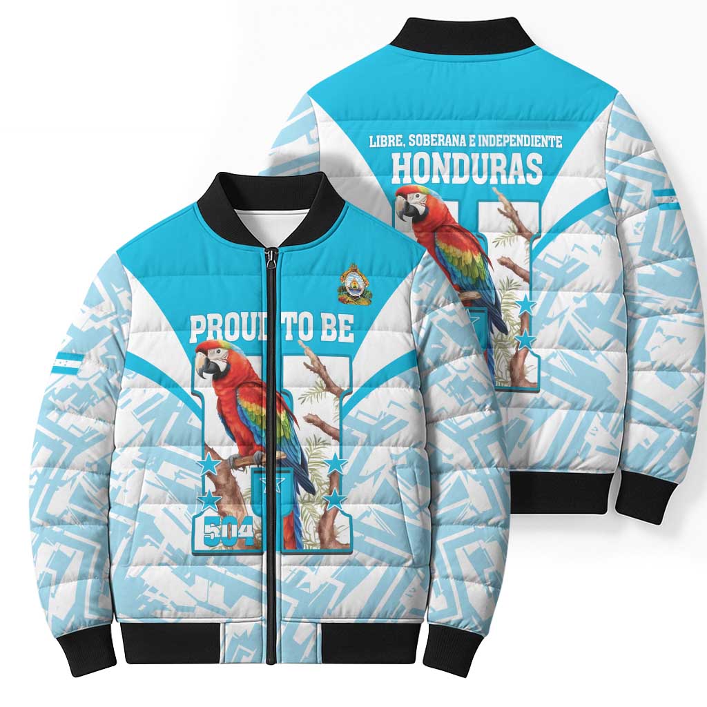 Honduras Independence Day Bomber Puffer Jacket 504 Proud Scarlet Macaw - Wonder Print Shop