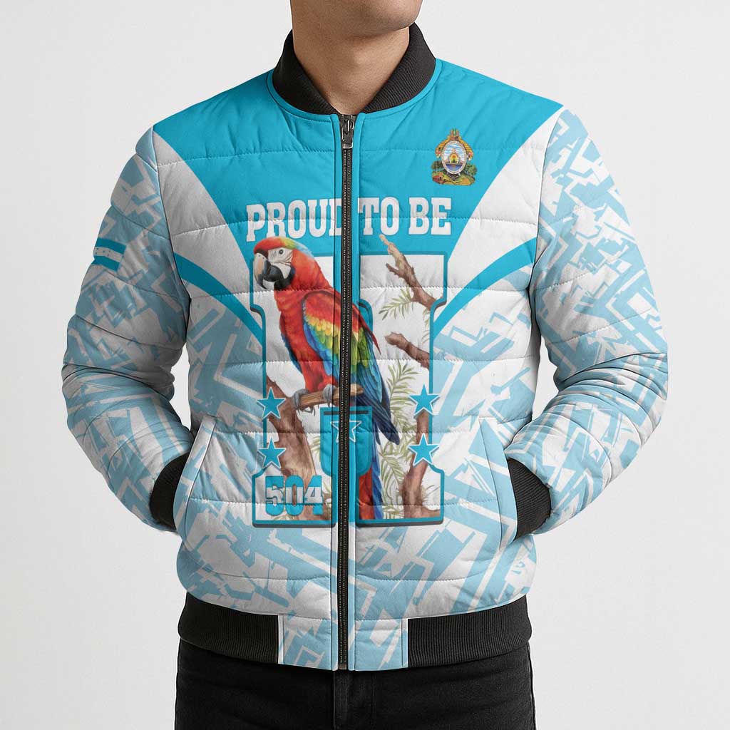 Honduras Independence Day Bomber Puffer Jacket 504 Proud Scarlet Macaw - Wonder Print Shop