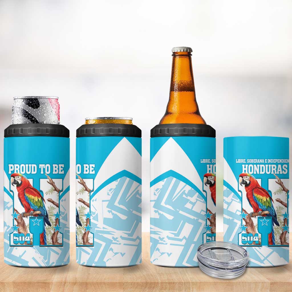 Honduras Independence Day 4 in 1 Can Cooler Tumbler 504 Proud Scarlet Macaw - Wonder Print Shop