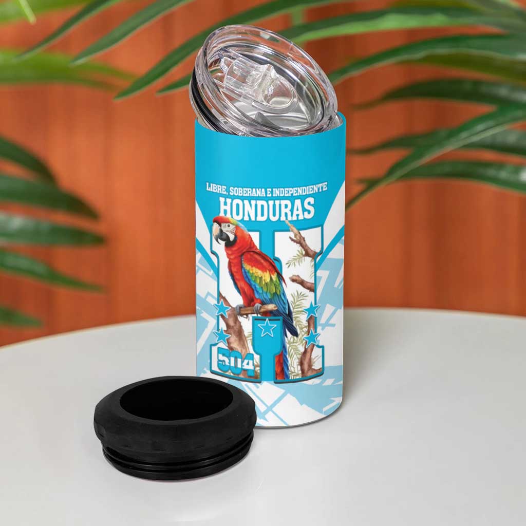 Honduras Independence Day 4 in 1 Can Cooler Tumbler 504 Proud Scarlet Macaw - Wonder Print Shop