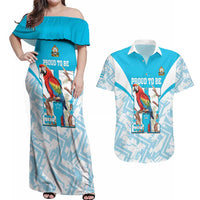 Honduras Independence Day Couples Matching Off Shoulder Maxi Dress and Hawaiian Shirt 504 Proud Scarlet Macaw - Wonder Print Shop
