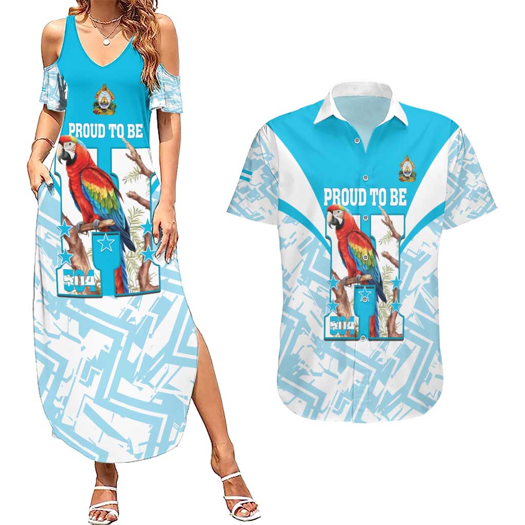 Honduras Independence Day Couples Matching Summer Maxi Dress and Hawaiian Shirt 504 Proud Scarlet Macaw - Wonder Print Shop