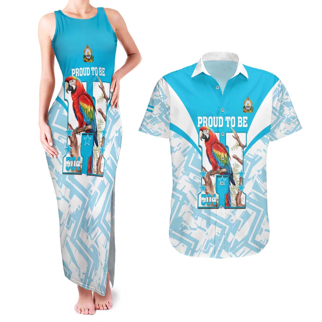 Honduras Independence Day Couples Matching Tank Maxi Dress and Hawaiian Shirt 504 Proud Scarlet Macaw - Wonder Print Shop