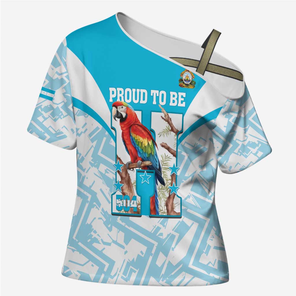 Honduras Independence Day Cross Shoulder Shirt 504 Proud Scarlet Macaw - Wonder Print Shop