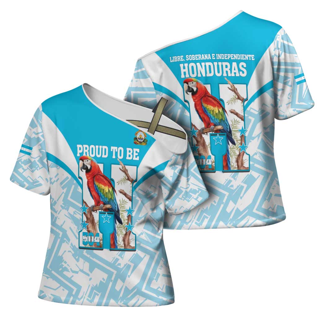 Honduras Independence Day Cross Shoulder Shirt 504 Proud Scarlet Macaw - Wonder Print Shop