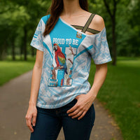 Honduras Independence Day Cross Shoulder Shirt 504 Proud Scarlet Macaw - Wonder Print Shop