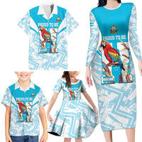 Honduras Independence Day Family Matching Long Sleeve Bodycon Dress and Hawaiian Shirt 504 Proud Scarlet Macaw - Wonder Print Shop
