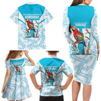 Honduras Independence Day Family Matching Long Sleeve Bodycon Dress and Hawaiian Shirt 504 Proud Scarlet Macaw - Wonder Print Shop