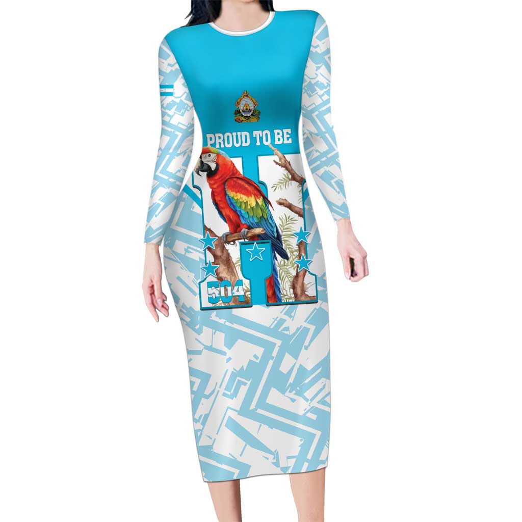 Honduras Independence Day Family Matching Long Sleeve Bodycon Dress and Hawaiian Shirt 504 Proud Scarlet Macaw - Wonder Print Shop
