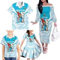 Honduras Independence Day Family Matching Off The Shoulder Long Sleeve Dress and Hawaiian Shirt 504 Proud Scarlet Macaw - Wonder Print Shop