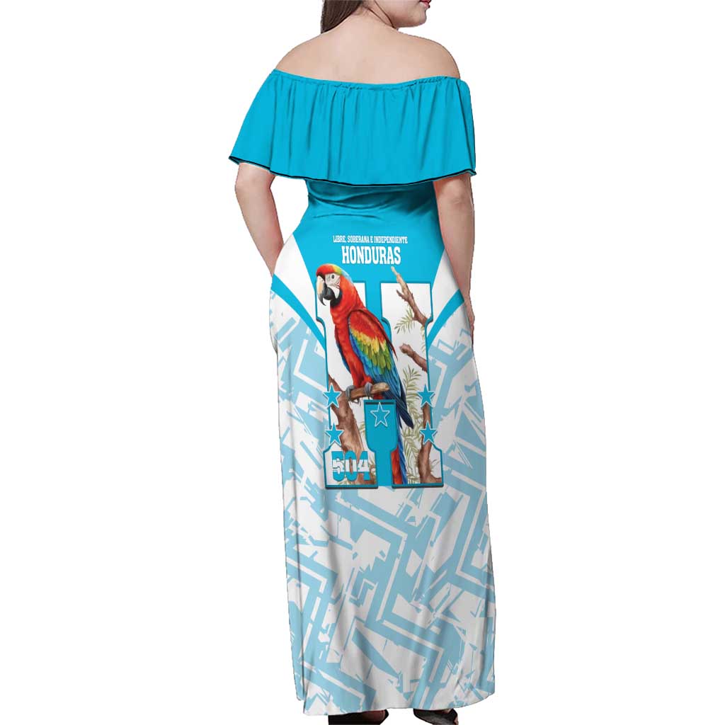Honduras Independence Day Family Matching Off Shoulder Maxi Dress and Hawaiian Shirt 504 Proud Scarlet Macaw - Wonder Print Shop
