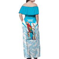 Honduras Independence Day Family Matching Off Shoulder Maxi Dress and Hawaiian Shirt 504 Proud Scarlet Macaw - Wonder Print Shop