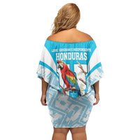 Honduras Independence Day Family Matching Off Shoulder Short Dress and Hawaiian Shirt 504 Proud Scarlet Macaw - Wonder Print Shop