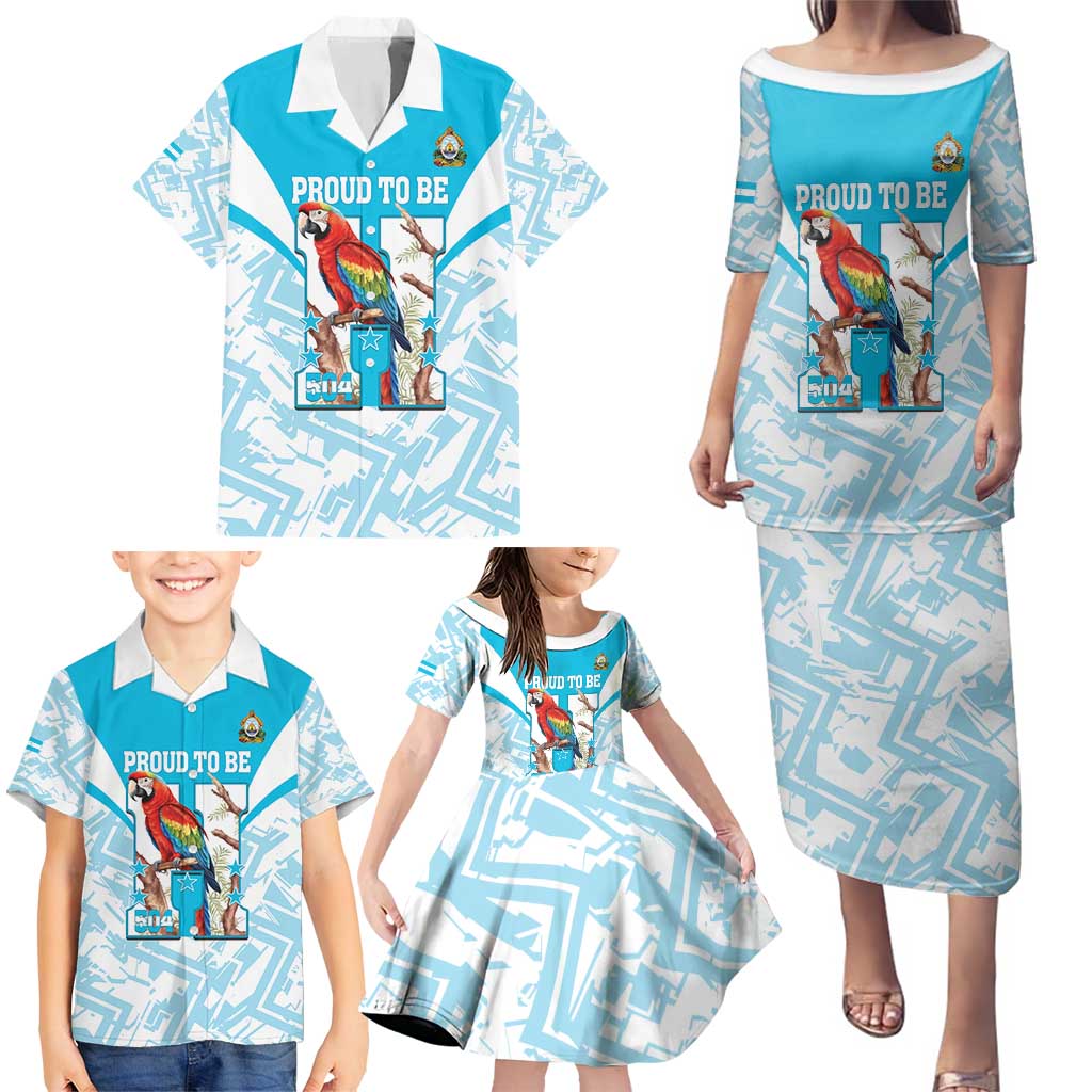 Honduras Independence Day Family Matching Puletasi and Hawaiian Shirt 504 Proud Scarlet Macaw - Wonder Print Shop