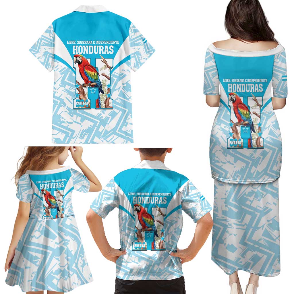 Honduras Independence Day Family Matching Puletasi and Hawaiian Shirt 504 Proud Scarlet Macaw - Wonder Print Shop