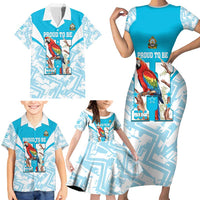 Honduras Independence Day Family Matching Short Sleeve Bodycon Dress and Hawaiian Shirt 504 Proud Scarlet Macaw - Wonder Print Shop