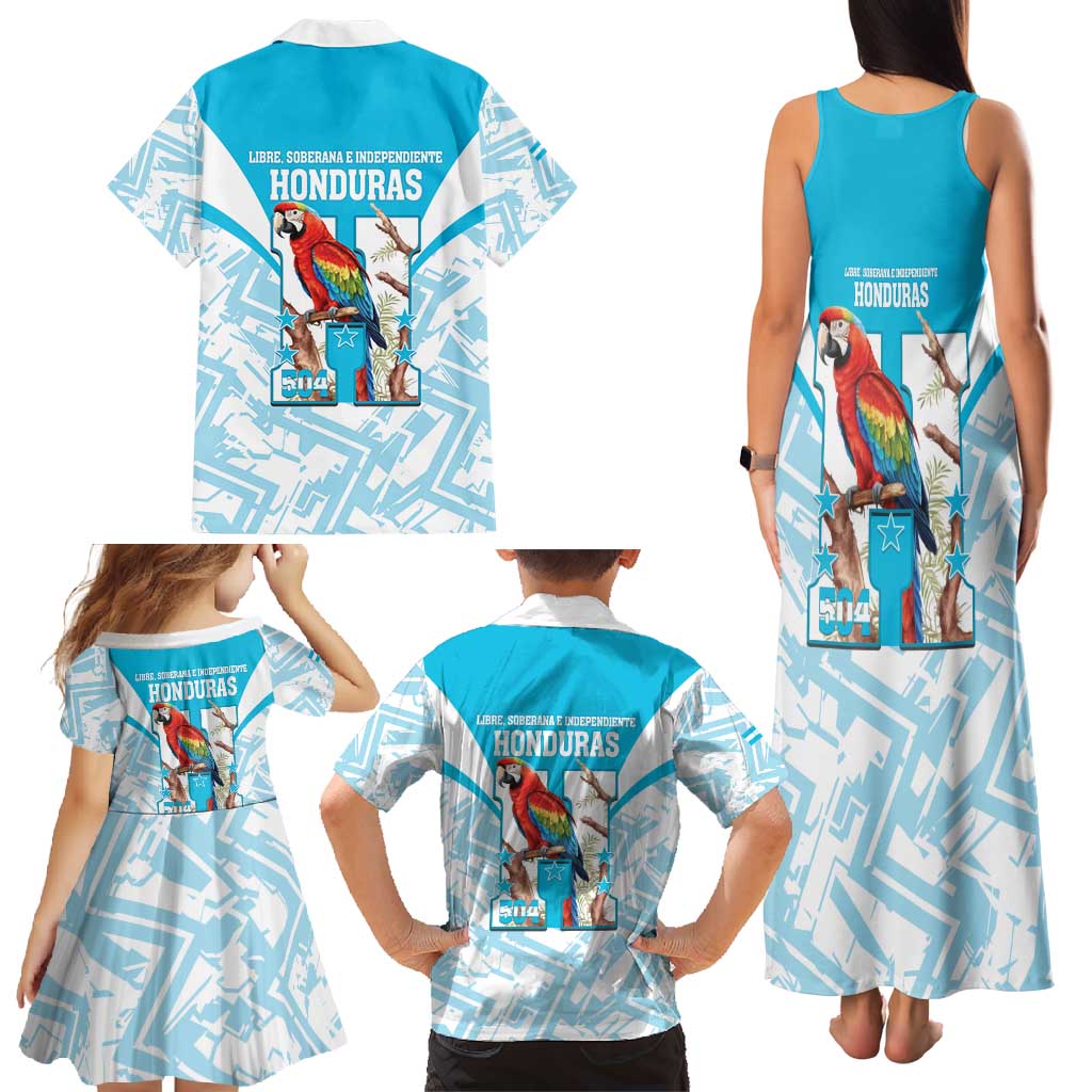 Honduras Independence Day Family Matching Tank Maxi Dress and Hawaiian Shirt 504 Proud Scarlet Macaw - Wonder Print Shop