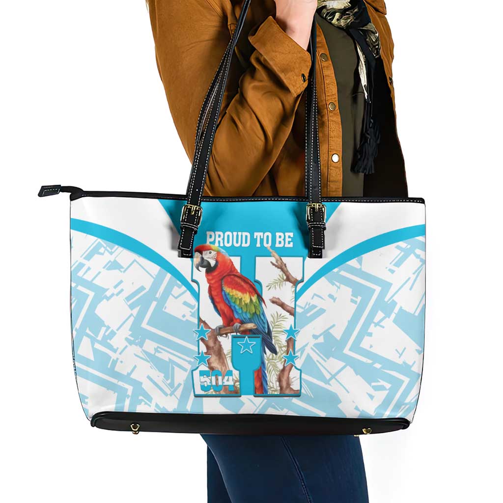 Honduras Independence Day Leather Tote Bag 504 Proud Scarlet Macaw - Wonder Print Shop
