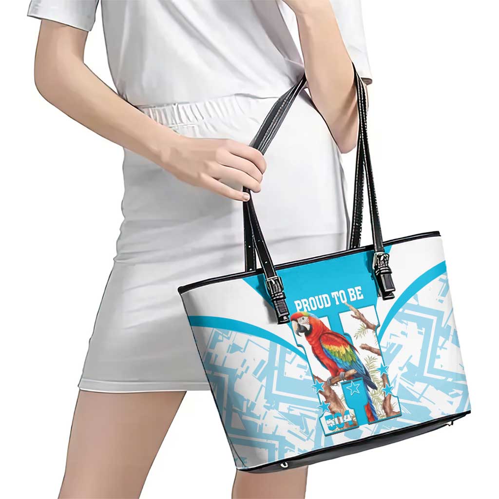 Honduras Independence Day Leather Tote Bag 504 Proud Scarlet Macaw - Wonder Print Shop