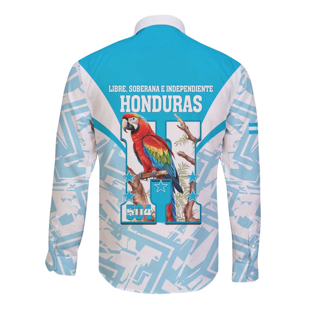 Honduras Independence Day Long Sleeve Button Shirt 504 Proud Scarlet Macaw - Wonder Print Shop