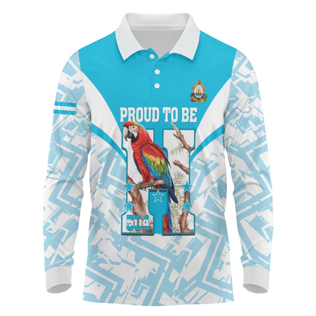 Honduras Independence Day Long Sleeve Polo Shirt 504 Proud Scarlet Macaw - Wonder Print Shop