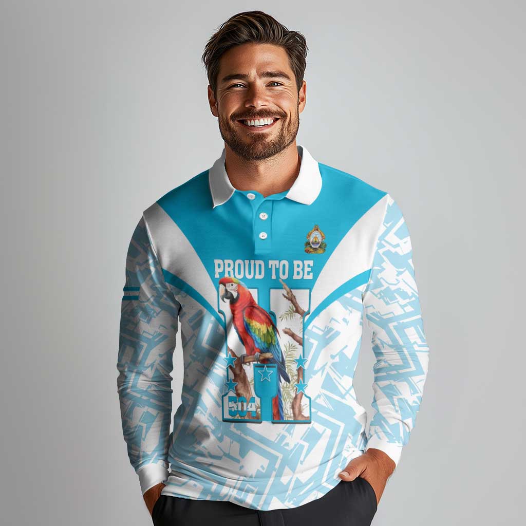 Honduras Independence Day Long Sleeve Polo Shirt 504 Proud Scarlet Macaw - Wonder Print Shop